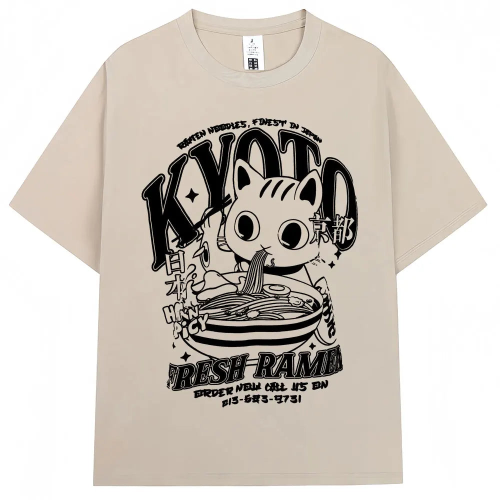 Japanese Style Hokkaido Wave Vintage T-shirt Men Women Harajuku Fashion High Quality T Shirts Oversized Cotton Summer Tee Shirt