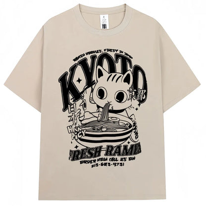 Japanese Style Hokkaido Wave Vintage T-shirt Men Women Harajuku Fashion High Quality T Shirts Oversized Cotton Summer Tee Shirt