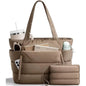 Trendy Quilted Tote Bag for Women Multi Compartment Zip Top Handbag Urban Stylish Daily Use Short Trip bags for women