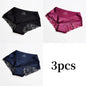 3pcs Lace Women's Panties French Seamless Underwear Female Ice Silk Briefs Solid Color Breathable Underpants Lingerie