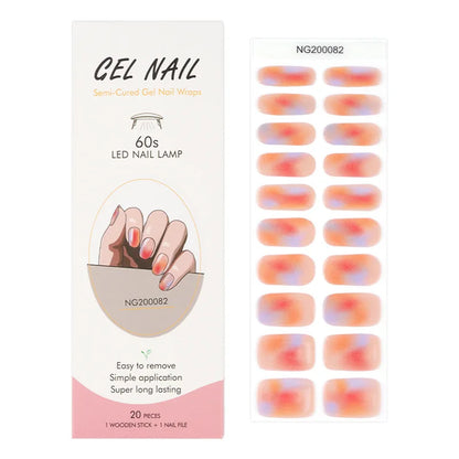 16/18/20Tips Semi-Cured Gel Nail Strips Adhesive Full Cover Stickers for Nails UV Lamp Need Press On Nails Fashion Manicure