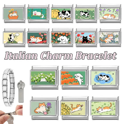Y2K Cute Funny Sofa Cats Dogs Italian Charm Fit 9mm Stainless Steel Women DIY Bracelet Drop Shipping Fashion Jewelry Wholesale