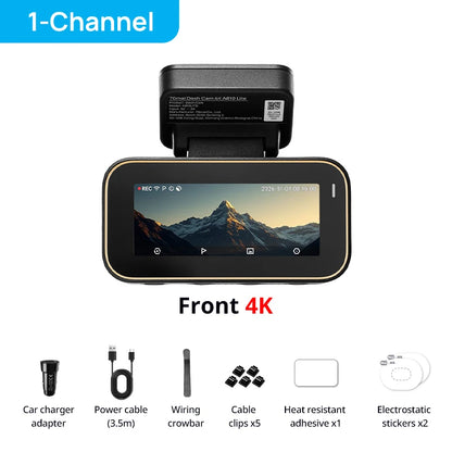70mai Dash Cam A810 Lite 4K HDR + 1080P, Supercapacitor 4G LTE Remote Control Wi-Fi 6 GPS Voice Control Car DVR 70mai A810 Lite