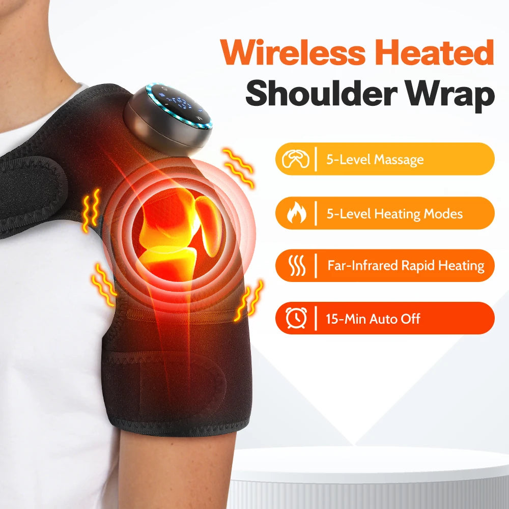 Electric Shoulder Massager Heating Pad Vibration Massage Support Belt Shoulder Thermal  Brace