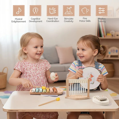 Montessori Music Instruments Baby 0 12 Months Toys Drum Xylophone Kids Early Educational Wooden Instruments Baby Toys Musical