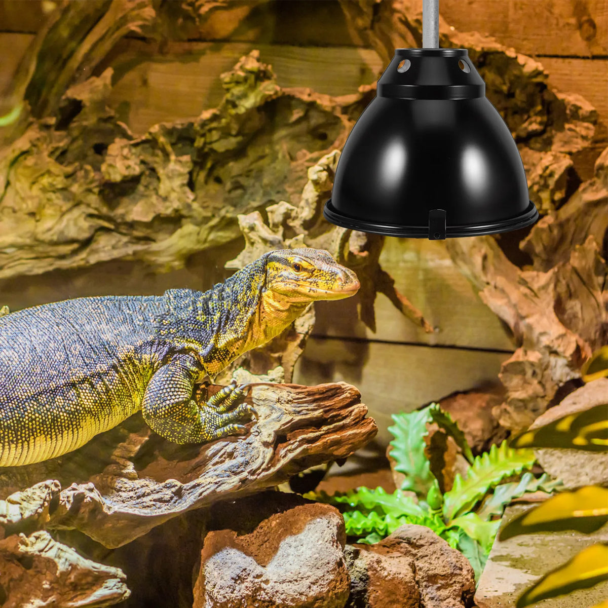 1Set Anti-Scald Reptile Heat Lamp Guard Aluminum Dome Light Shade High Efficiency Heating Versatile for Turtle Lizard Snake
