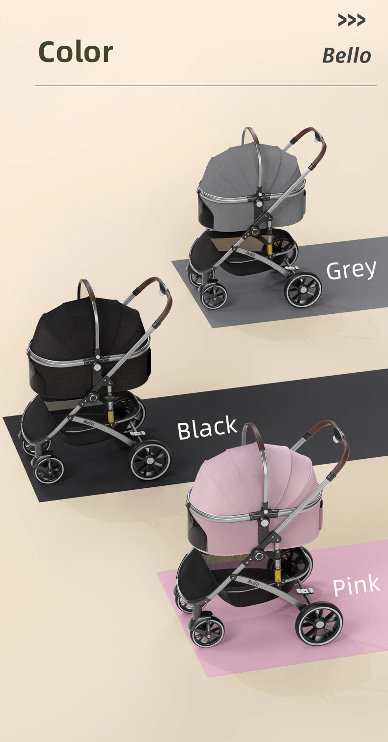 Plant Folding Travel Luxury Pet Stroller For Travel 4 Wheels Trolley Small Dogs & Cats