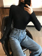 2026 Autumn Winter Sweater Women Knitted Ribbed Pullover Sweater Long Sleeve Turtleneck Slim Jumper Soft Warm Pull Femme