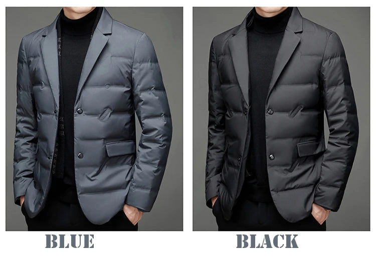 Winter New Style 90 White Duck Down Men's High-End Quality Scarf Collar Casual Suit Jacket