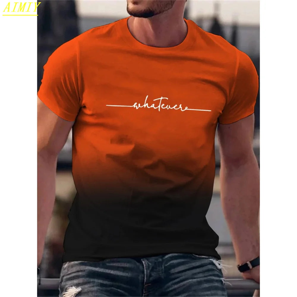 Fashion Summer 3D Stripe Letter Print Men's T Shirt Hip Hop Trend Harajuku Streetwear Casual O-neck Oversized T-shirts Men Tops