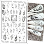 Black and White Love Flowers Line Art 3D Stickers Nail Decals Nail Art Accessories Butterfly Rose Nail Stickers Nail Sliders