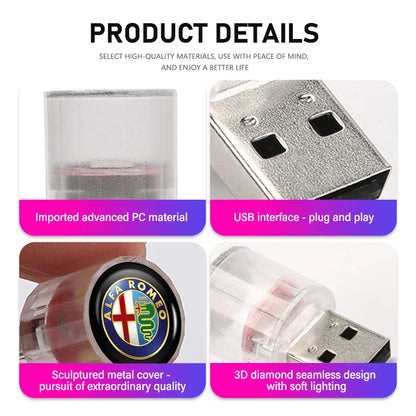 For Alfa Romeo Mini USB LED Car Light Auto Interior Atmosphere Light Emergency Lighting Light 159 Giulietta Giulia 147 Mito 156
