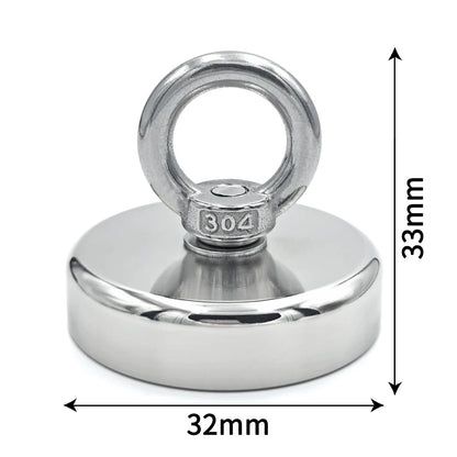 D16~D42mm Super Strong Neodymium Fishing Hook N52 Heavy Duty Rare Earth Neodymium with Countersunk Hole Eyebolt Salvage Magnetic