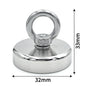 D16~D42mm Super Strong Neodymium Fishing Hook N52 Heavy Duty Rare Earth Neodymium with Countersunk Hole Eyebolt Salvage Magnetic