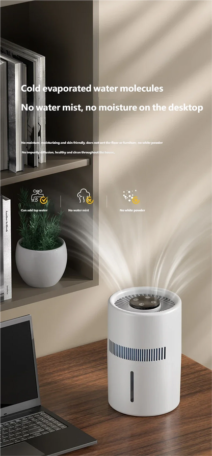 HOMEFISH Home Office Desktop Fog Free Humidifier Air Purifier for Bedroom Car - Safe for Pregnant Women Mothers Babies