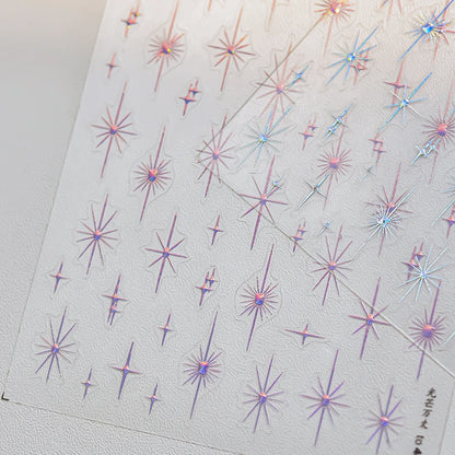 Gold Silver Starlight Laser Pink Colorful Glitter Star Bronzing Rhinestones Relief Nail Art Decorations Stickers Manicure Decals