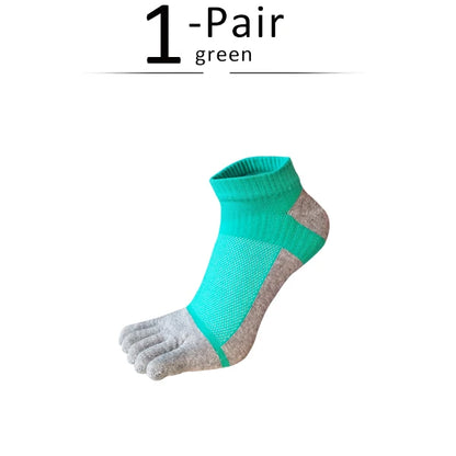1/5 Pairs Summer Toe Ankle Socks Cotton Colorful Mesh Breathable Shallow Mouth Sweat-Absorbing Deodorant No Show 5 Finger Socks