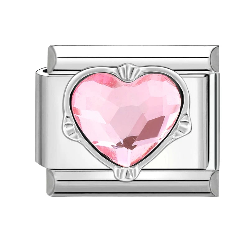 Zircon Star Heart Bow Moon Cherry Moon Italian Charm Links Fit 9mm Stainless Steel Bracelet Women Jewelry DIY Making Gifts