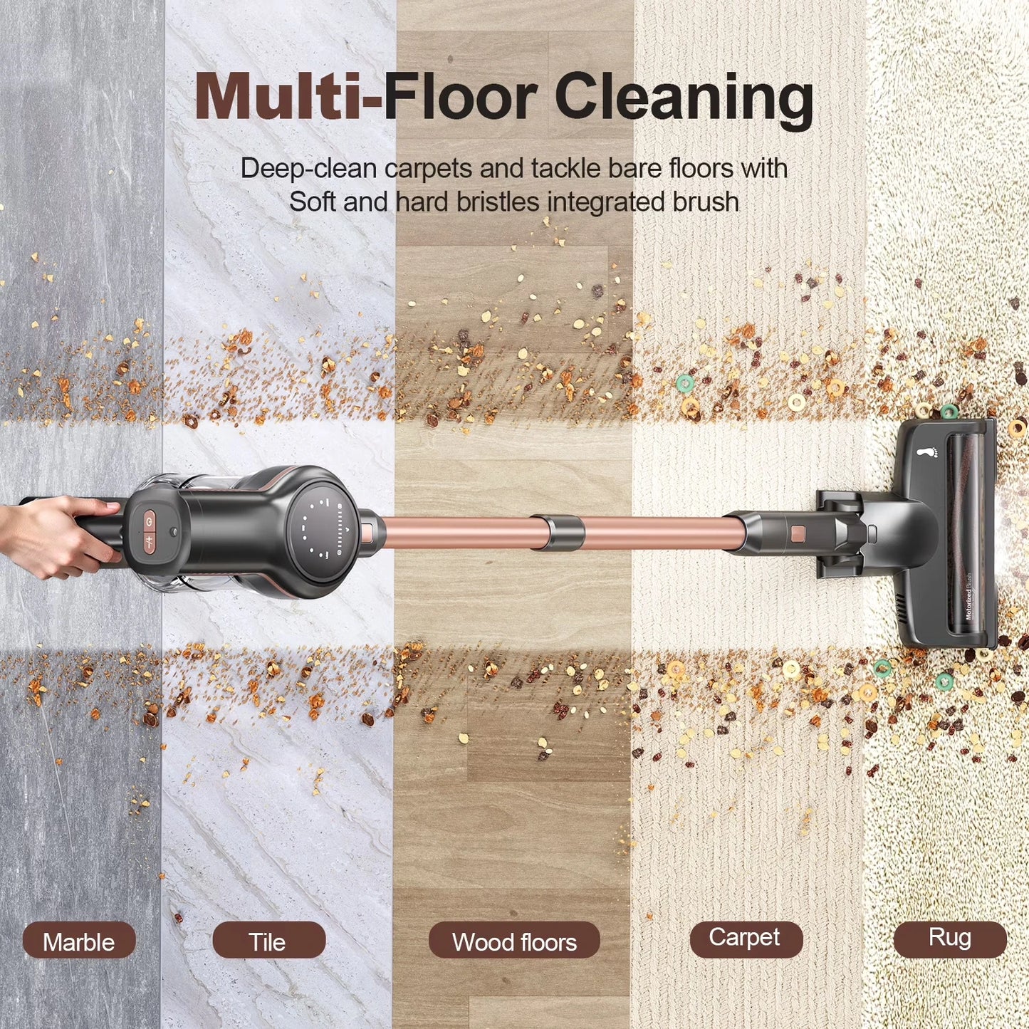 INSE S7P cordless vacuum cleaner, 465W 45KPA Wireless Vacuum Cleaner with Suction Power,  8*2200mAh battery, 50000Pa Strong Suction, 45-60mins runtime,1.2L