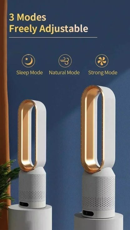 Cooling & Heating Bladeless Fan  Timer Remote Control 8 Wind Speed Home Silent Air Conditioner Heater LED Display