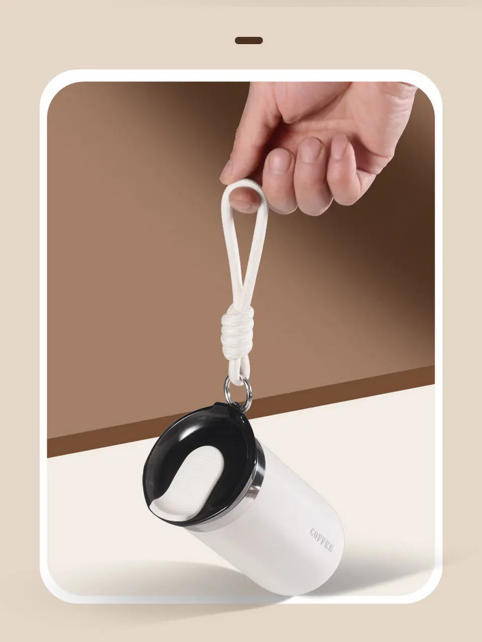 Vacuum Insulated Coffee Travle Mug Stainless Steel Thermo Bottle Cup Thermal Tumbler With Carrying Ring Flask for Hot Cold Drink