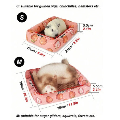 Pet Sleep Bed Rectangle Mat with Rattan Cooling Pad for Small Animals Dogs Cats Rabbit Guinea Pig Hamster Squirrel All Seasons