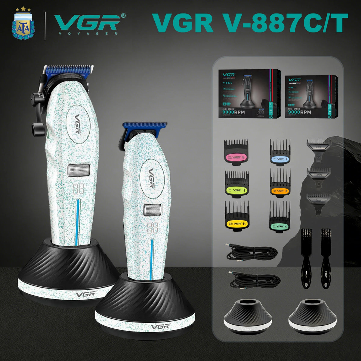 VGR Hair Trimmers Professional Haircut Machine 9000 RPM Hair Clippers Electric Trimmers Rechargeable Hair Trimmer for Men V-887