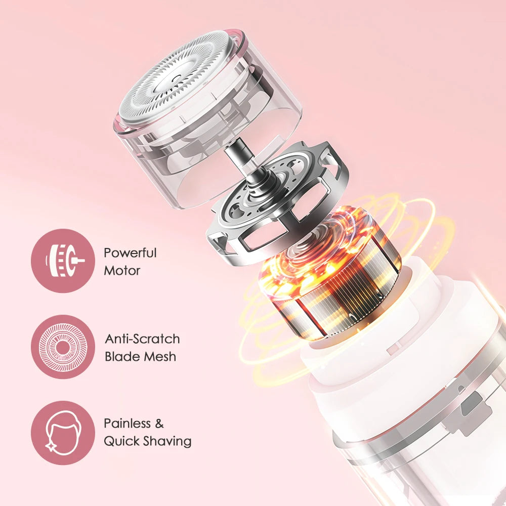 Electric Shaver for Women Waterproof Wet & Dry Hair Razors 2 in 1 Double Head Portable Bikini Hair Trimmer Detachable Head Shave