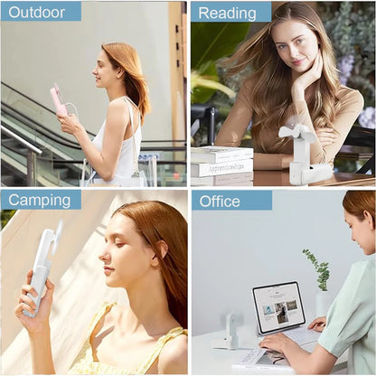Handheld Mini Fan 3 in 1 Portable Fan 2000mAh USB Rechargeable with Power Bank Lightweight Pocket Small Fan for Travel Outdoor