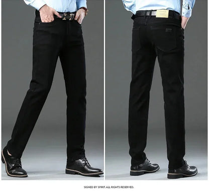 Autumn 96% Cotton Men's Stretch Slim Jeans Army Green Soft Comfortable Casual Straight Denim Pants Trousers Large Size 42