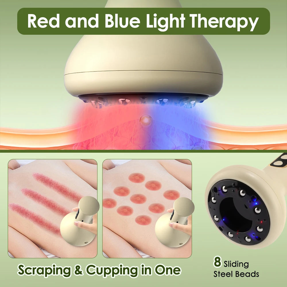 USB Rechargeable Abdominal Massager for Hot Compress and Adjustable Guasha Cupping Intensity Arm and Leg Massage Handheld