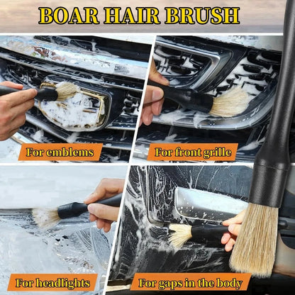 Car Detailing Brushes Kit Automotive Interior Dust Washing Brush Vehicle Microfiber Sweeping Brush Car Wheel Hole Cleaning Tools