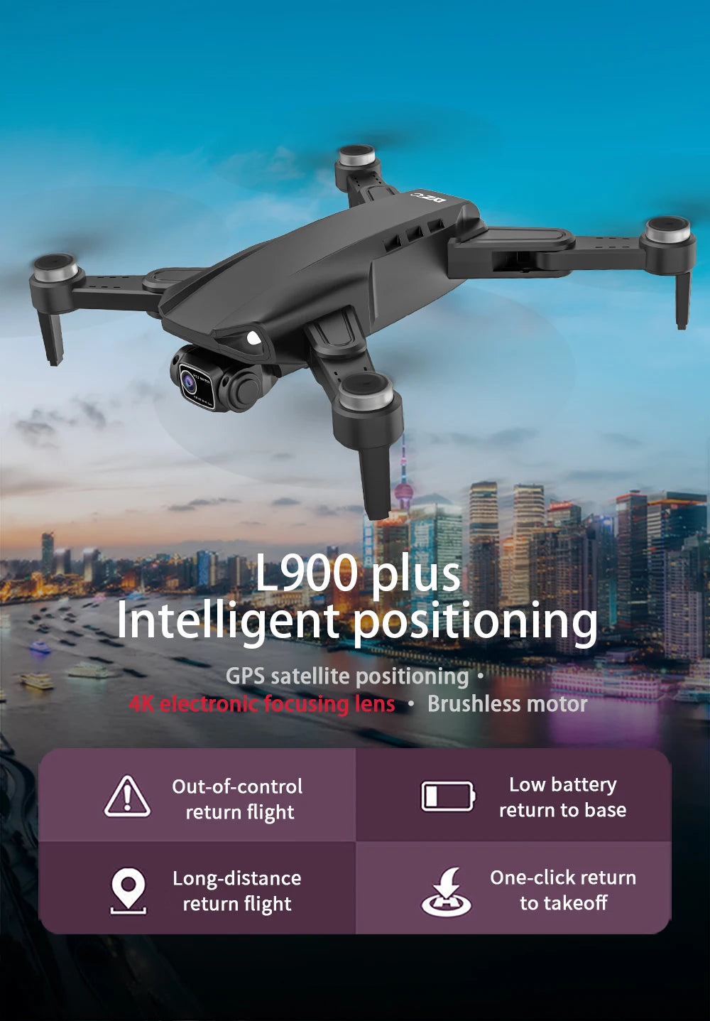 L900 Plus GPS Drone 4K Professional 5G HD Dual Camera Photography Brushless Foldable Quadcopter With Large Screen RC Drones Toys