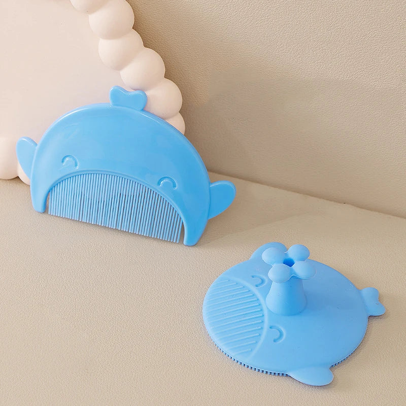 New Baby Hair Comb Accessories Cartoon Cute Comb Infant Bathing Soft Comb Newborn Hair Cleaning Supplies Silicon Head Massage