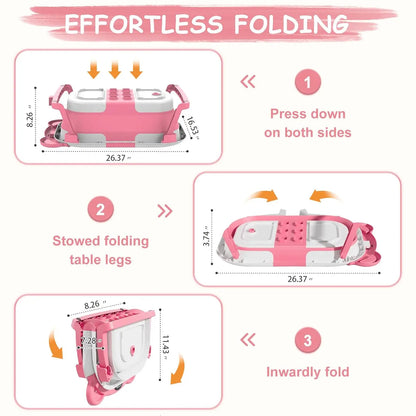 Collapsible Baby Bathtub for Newborn with Thermometer &1Soft Floating Cushion,Portable Travel Bathtub with Drain Hole,Baby Tubs