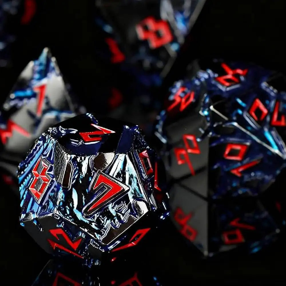 D&D Dice 7 Die Metal DND Dice Set, Weighted Metallic for Dungeons and Dragons Dice Set, Polyhedral D and D Dice Roleplaying Cube