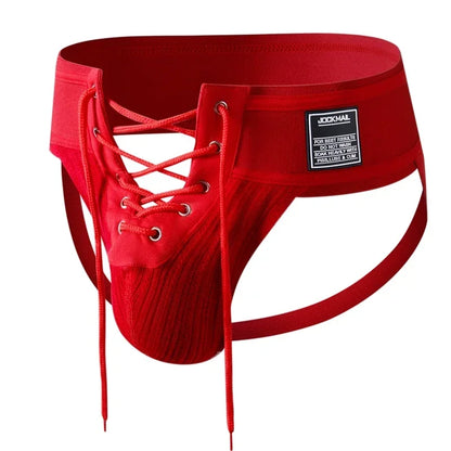 Open Front Men Jockstrap Briefs Athletic Supporter,3" Waistband Detachable Pouch Breathable Workout Sport Underwear Gay Thongs