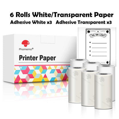 Phomemo Self-adhesive Sticker Paper for T02/M02X Portable Printer Thermam Paper Label Sticky DIY Photo Text Study Notes Printing