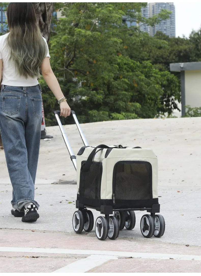 FurStarLarge Pet Rolling Carrier With Wheels Multi-Cat Travel Trolley Bag Spacious Dog Carrier Backpack Portable Car Seat Pet St