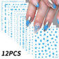 12Pcs 3D Gold Sliver Stars Nail Stickers Bronzing Starlight Nail Art Decals Self Adhesive Slider Decals DIY Nail Tips Decoration