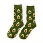 1 pair of food series creative avocado printed pattern medium tube socks for men  trendy socks for couples  socks men socks