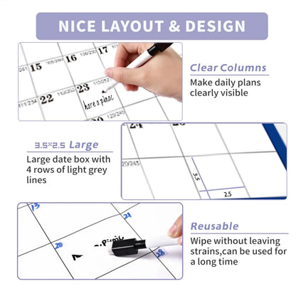 NEW Large Wall Calendar Dry Erase 12 Month Wall Annual Calendar 2026 Yearly Schedule Organizer For Indoor Home Fridge Office