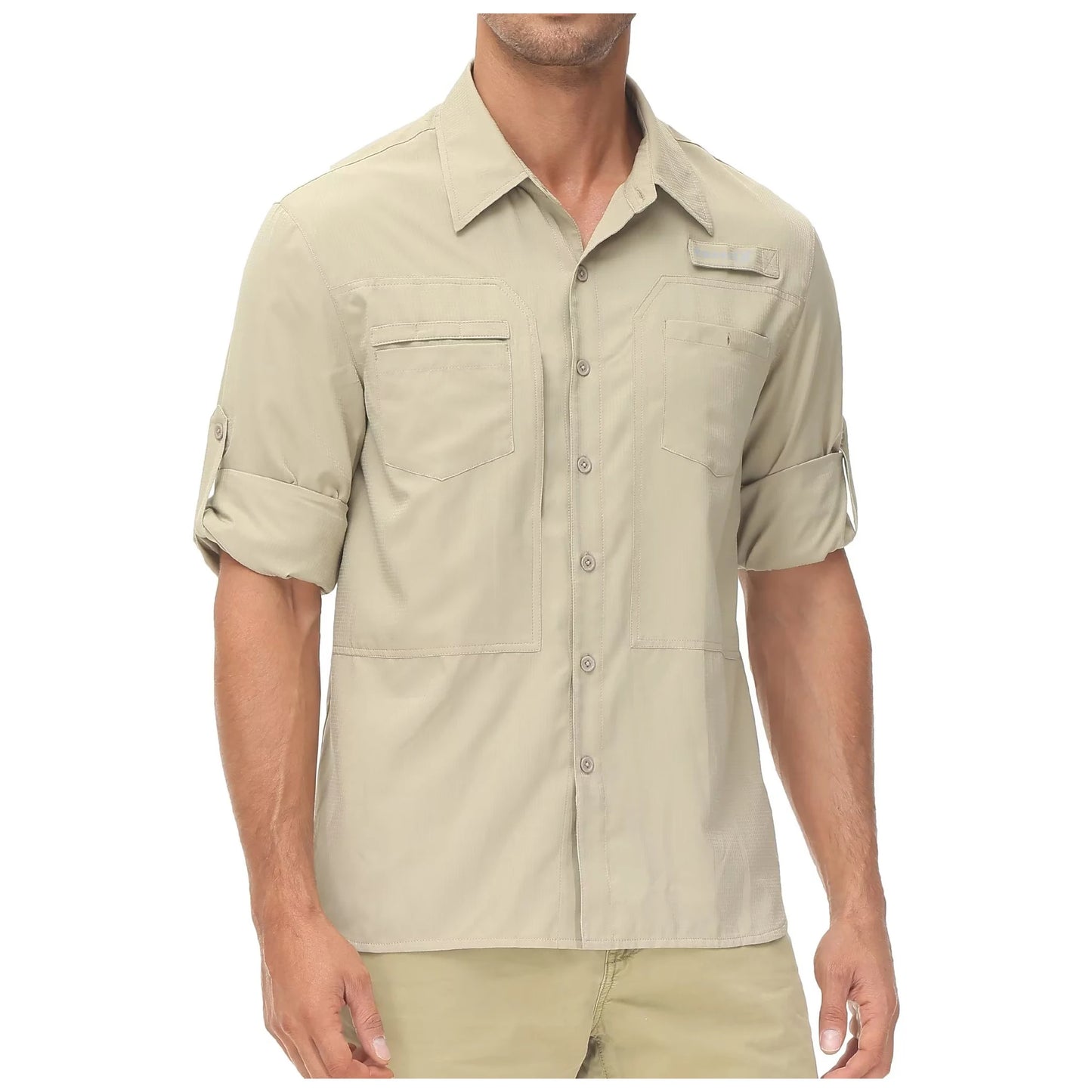 Men's Long Sleeve Fishing Shirts UPF 50+ Sun Protection Breathable Lightweight Travel Work Button Down Shirt with Zipper Pocket