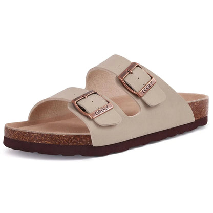 Shevalues New Fashion Cork Sandals Women Classic Cork Suede Footbed Slippers Female Summer Beach Sandals With Adjustable Buckle