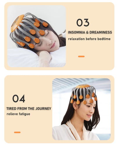 20 Massage Heads Orange Scalp Massager - Red Light Vibrating Octopus Scratcher for Relaxation, Stress Relief