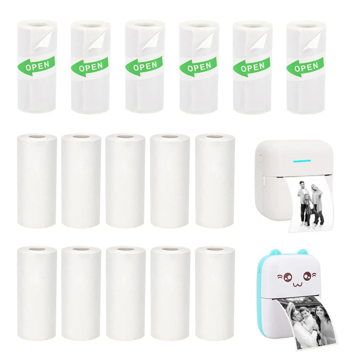 5 Rolls 10 Years Use PeripageThermal Adhesive Sticker Photo Paper for Cute Cat Mini Paperang Memobird Poooli Printers Supplies