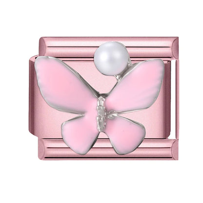 Pink Color Y2K Butterfly Star Bow Rabbit Heart Pendant Italian Charm Links Fit 9mm Stainless Steel Bracelet DIY Making Gifts