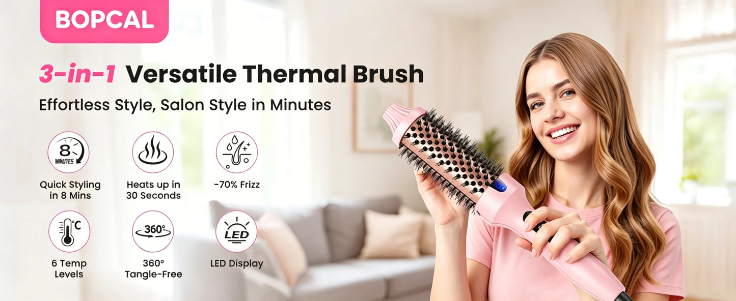 Thermal Brush Blowout Boost 1.5 inch Heated Round Brush for Blowout Look Dual Voltage Negative Ion Technology 6 Temperature Mode