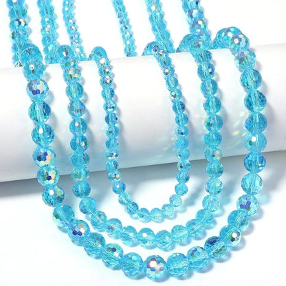 6/8/10mm Sizes Faceted Glass Beads Pink Blue Plating Clear Crystal Earth Beads 96-faceted Faceted Cut Style Jewelry Making Beads