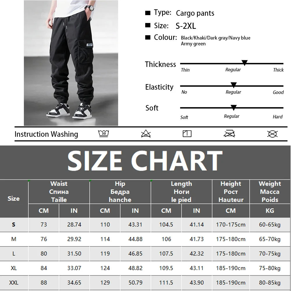 Men's Spring Autumn Street Work Pants Multi Pocket Casual Training Pants Jogging and Hiking Casual Trousers Men's Cargo Pants